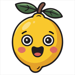 Obraz premium Collection of cute cartoon lemons with happy expressions. Kawaii fruit characters, emoji style, vibrant, 