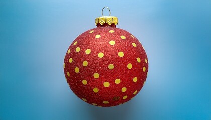 Bright Red Ornament With Yellow Top And Polka Dots Perfect For Festive Decorations And Holiday Celebrations This Cheerful Design Adds Playful Touch To Any Seasonal Display