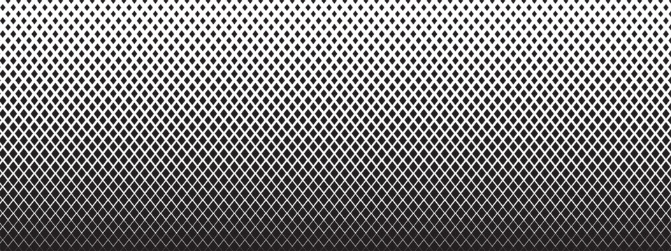 Repeating dimond shapes pattern. Rhombus background with faded halftone effect. Simple geometric mosaic texture. Rhombic print with gradient ornament. Minimalist design. Vector graphic illustration