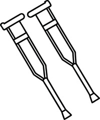 crutches outline vector design on transparent.