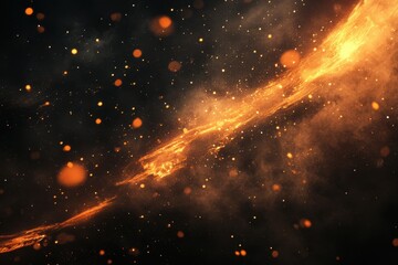 Fiery explosion abstract wallpaper background with glowing particles