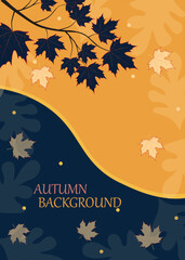 Print  Autumn mobile  wallpaper  background bright vibrant social media poster, banner, cover, card, story , with yellow and orange leaves. modern autumn greeting card template.