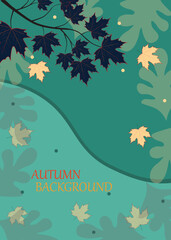 Print  Autumn mobile  wallpaper  background bright vibrant social media poster, banner, cover, card, story , with yellow and orange leaves. modern autumn greeting card template.