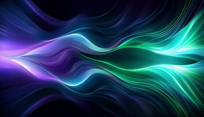 Fototapeta premium An Abstract Digital Artwork Featuring Deep Green Purple And Blue Waves In A Fluid Motion Creating A Dark And Mysterious Visual Effect With Glowing Neon Accents