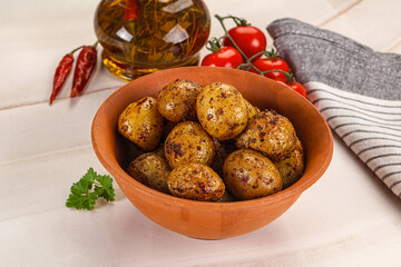 Baked mini potato with herbs