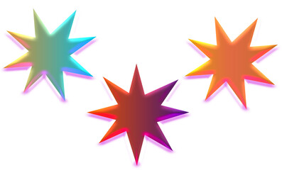  Handmade Colorful 3 Starburst Icon, Bright Energy Explosion Illustration