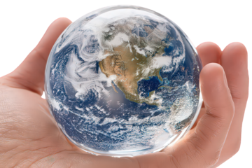 Crystal Globe Earth Held in Hand