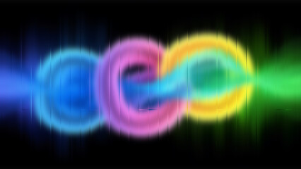 Dynamic 3D Render of Abstract Stripes in Gradient Colors on Black