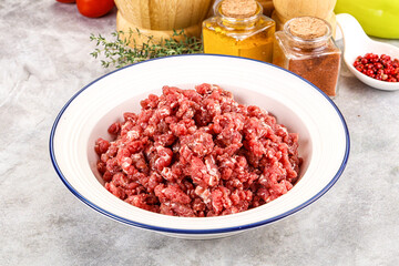 Raw beef minced meat for cooking