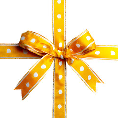 Yellow ribbon bow with white polka dots