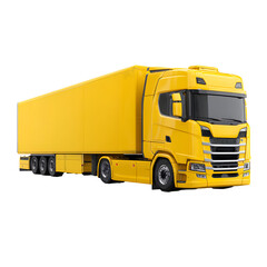 Yellow semi trailer truck isolated