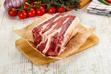 Raw beef ribs for cooking