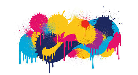 Fototapeta premium Vibrant splashy ink drips colorful abstract artistic design element decoration background