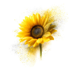 Yellow sunflower with abstract splatter design
