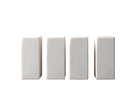 Four rectangular, off-white bars