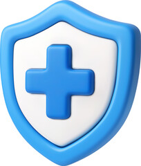 Obraz premium 3D Vector Blue Shield with Medical Cross for Healthcare Protection