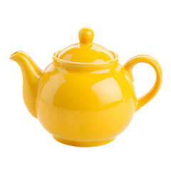 Yellow teapot isolated on black background