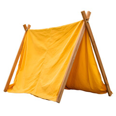 Yellow tent isolated on black background