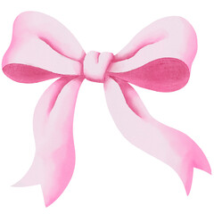 Watercolor PNG illustration of soft pink bow with romantic and elegant style