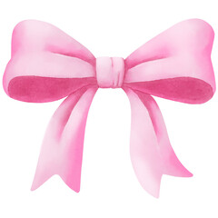Watercolor PNG illustration of soft pink bow with romantic and elegant style