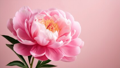 Obraz premium single pink peony blossom against a pale pink backdrop blossom floral design botanical