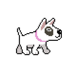 Pixel art cute bull terrier dog vector in retro style