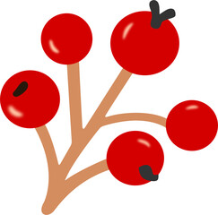 Fresh fruit vector featuring five cherries on stem illustration. Perfect for food graphics, fruit packaging, branding, summer themes, and decorative projects inspired by nature, freshness, and vibrant