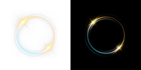 Circular light flare PNG overlay with transparent background for graphic design and creative projects