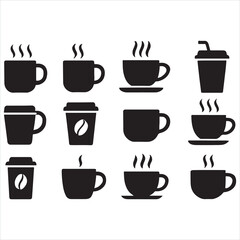 Set of coffee and tea cups vector illustration for cafe and beverage design