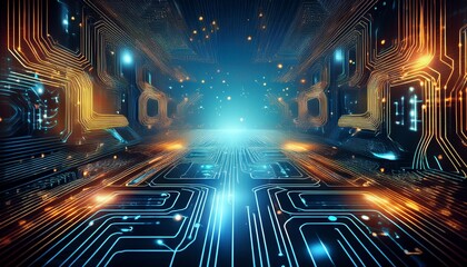 futuristic abstract circuit board data processing information technology concept