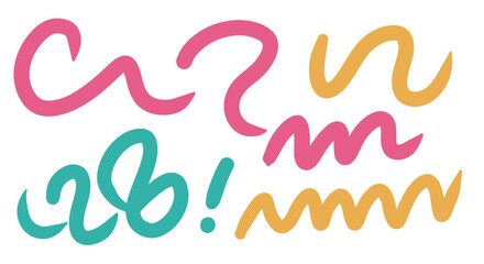 Playful Abstract Swirls and Curves in Vibrant Pink, Teal and Yellow Hues Design