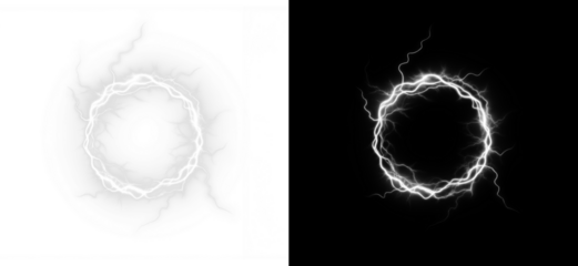 This Lightning Circle PNG Overlay features a transparent background, perfect for enhancing graphic design and effects