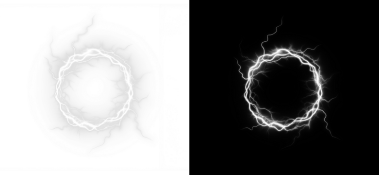 This Lightning Circle PNG Overlay features a transparent background, perfect for enhancing graphic design and effects