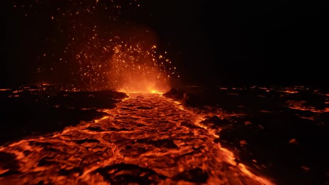 Lava Field Backdrop with Bold Orange Veins and Primal Power