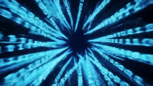 Digital Data Stream Tunnel - Binary Code Flowing Through Cyber Space.