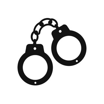 Illustration of a pair of black handcuffs on transparent background