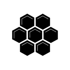 Black honeycomb pattern graphic illustration on transparent background
