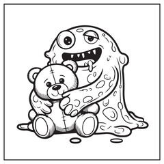 Fototapeta premium Adorable Creepy Monsters Coloring Pages