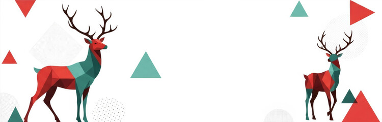 Christmas reindeer in a modern geometric style, a festive animal element for holiday design, new year seasons greetings.