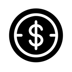 Obraz premium A shiny, gold dollar sign icon on a glossy metal button represents business, finance, and online banking