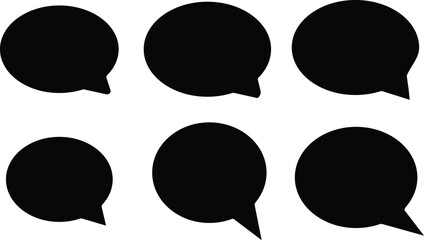 Speech Bubble silhouette Vector Set, Speech bubble,Text, Outline, Black, Minimal, Icon, Symbol, different color style icon, speech bubbles for communication,

