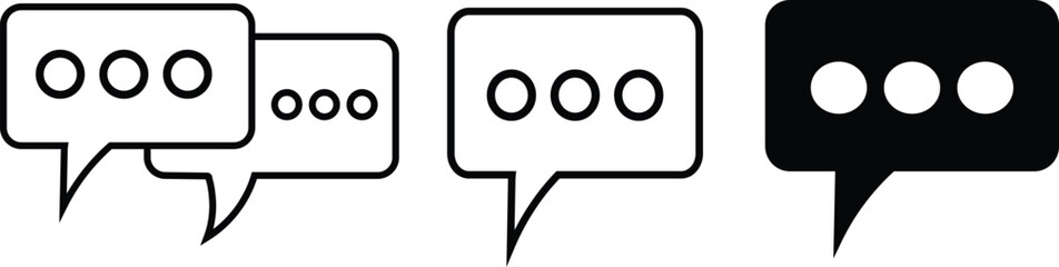 speech bubble, and text box silhouettes in vector style, Black, Minimal, Icon, Symbol, different color style icon, speech bubbles for communication, speech bubble vector, illustration