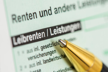Ein Formular der Einkommensteuererklärung für das Finanzamt