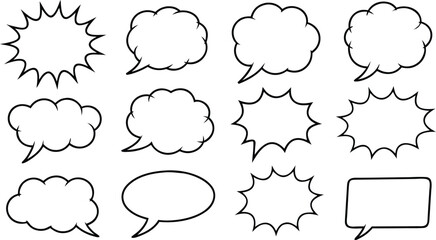 Comic style speech bubble set for cartoon chat and design