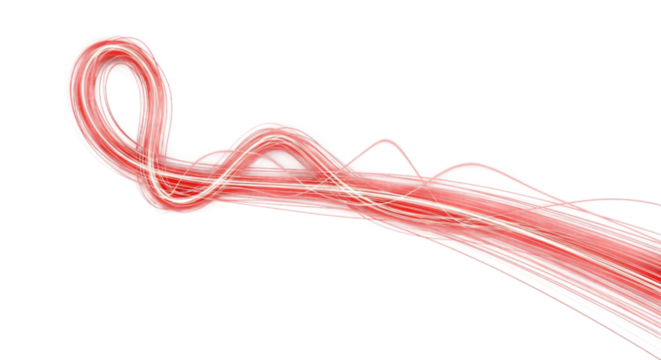 Abstract Red Light Trails on White Background | Dynamic Flowing Energy Illustration for Technology, Innovation and Design Concepts