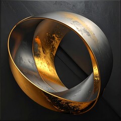 Abstract metallic ring on dark background