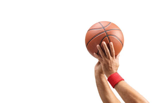 Male hands with a basketball shooting a free throw - Powered by Adobe