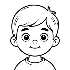 Obraz premium Simple black and white vector illustration of a happy young boy's face silhouette vector illustration white background