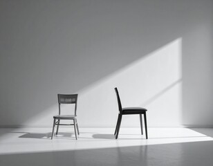 Two empty chairs symbolizing emotional distance, minimalist concept