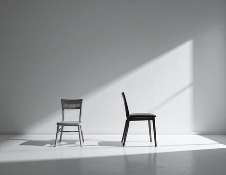 Two empty chairs symbolizing emotional distance, minimalist concept